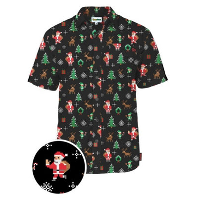 Tipsy Elves - Mens 8 Bit Santa Button Down Shirt