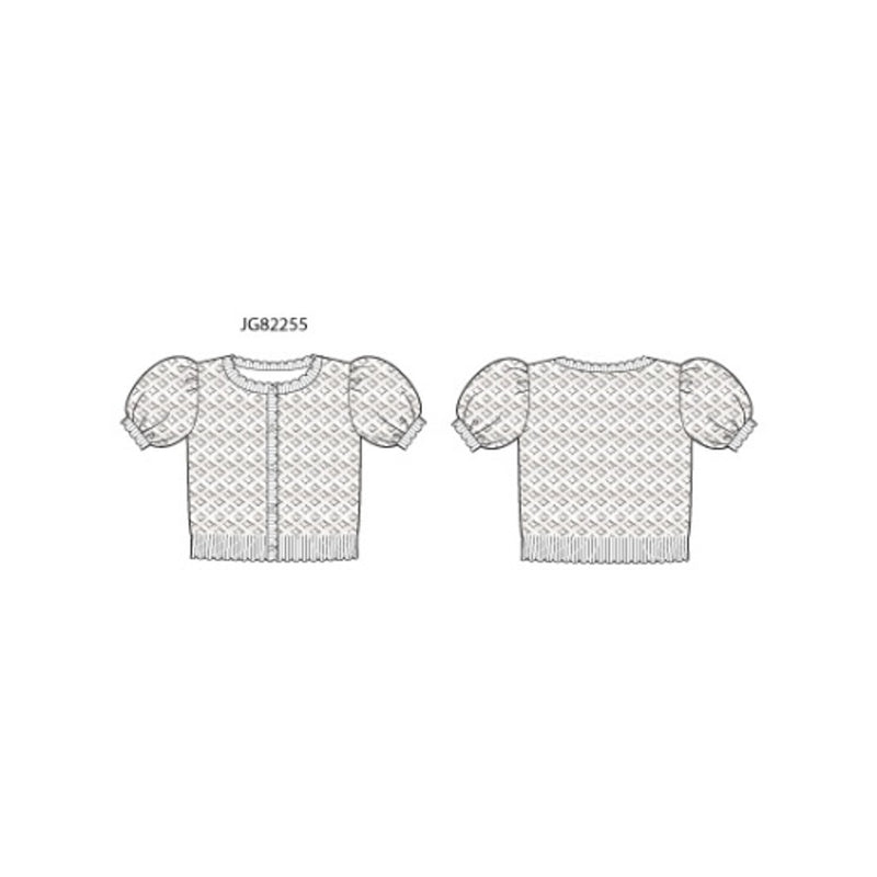 Janie and Jack - Girls S Wht Pntl Short Sleeve Cardi Smbas