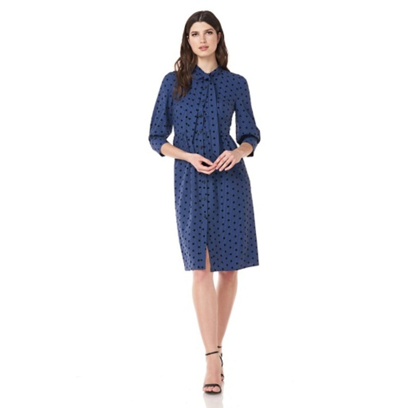 JS Collections - Womens Flocked Dot Shirt Dress