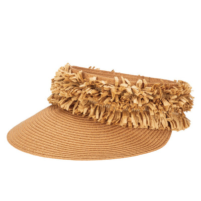 San Diego Hat Company - Happy Day- Ultrabraid Visor with Straw Fringe Band