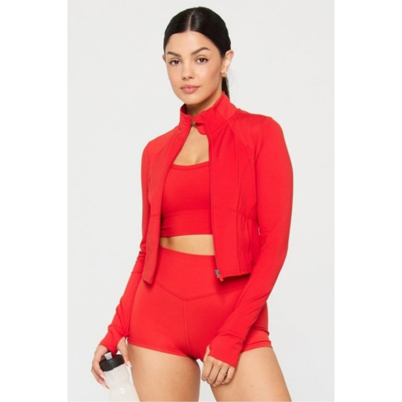 Fabletics - Womens Perfect Storm Cropped Train Jacket - Heated Red