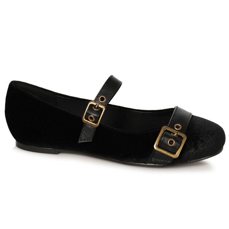 Ellie Shoes - Womens Velvet Witch Flat with Buckles