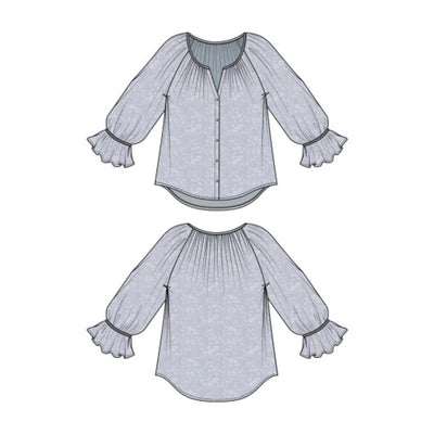 Liverpool Los Angeles - Womens 3/4 Sleeve Button Front Shirred Woven Top