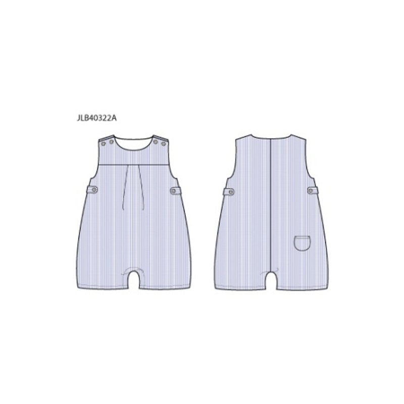 Janie and Jack - B with Blue Stripe Seersucker Overall E1