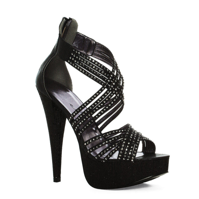 Ellie Shoes - 5" Metallic Heel with Tripple Straps
