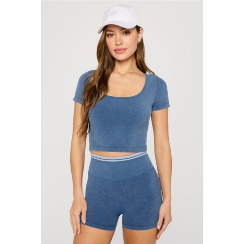 Fabletics - Womens Sleek Seamless Scoop Neck Short-Sleeve Top