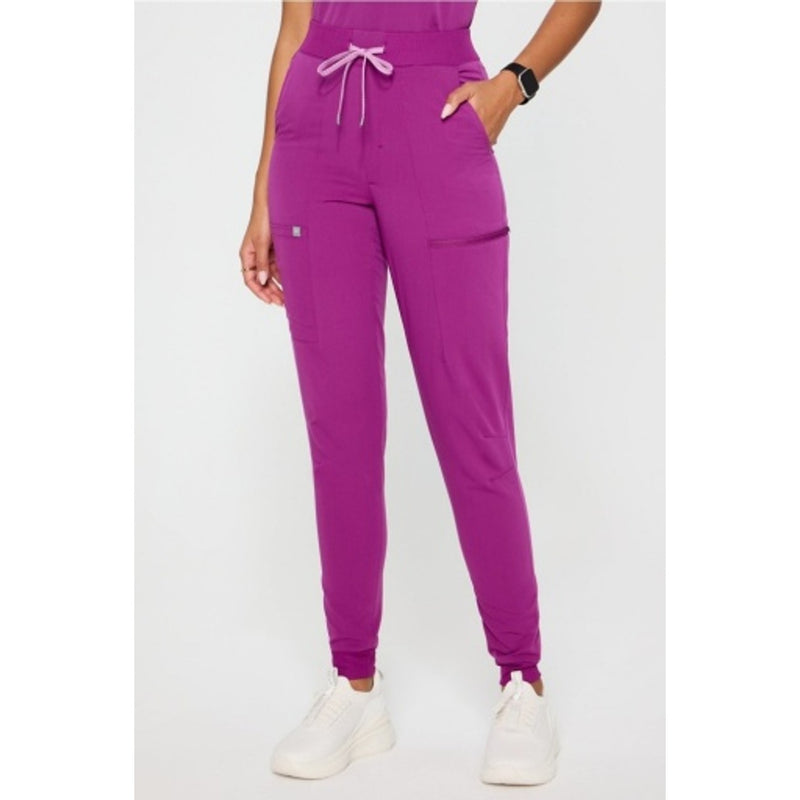 Fabletics - Womens High-Rise on-Call Scrub Jogger - Berry Blast