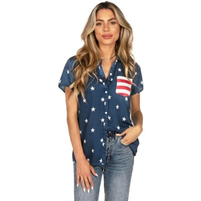 Tipsy Elves - Womens Patriotic Pocket Button Down