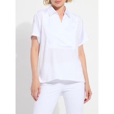 Lysse - Womens Safira Shirt Collar Mix Media Top