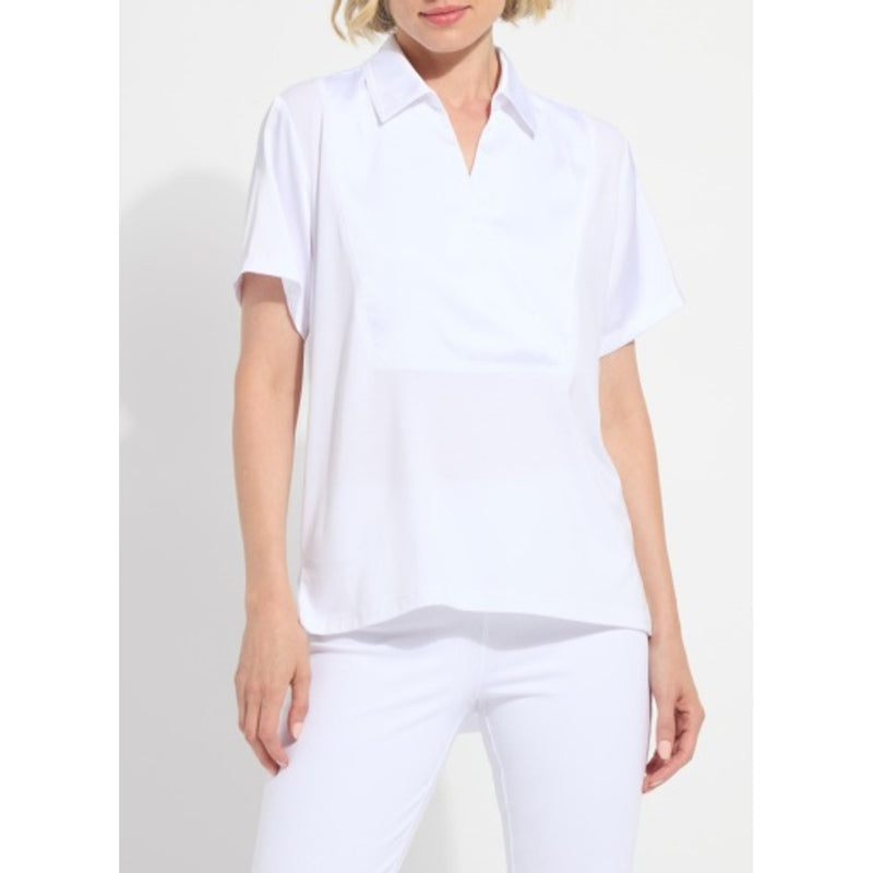 Lysse - Womens Safira Shirt Collar Mix Media Top