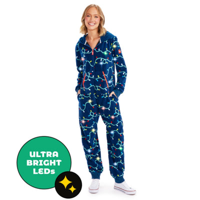 Tipsy Elves - Womens String of Lights Light Up Knit Jumpsuit