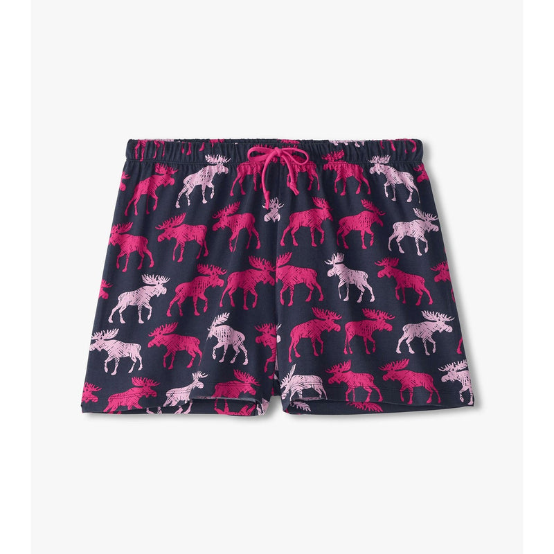 Little Blue House - Raspberry Moose Womens Sleep Shorts