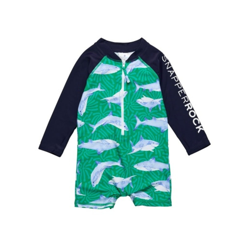 Snapper Rock - Boys Reef Shark Long Sleeve Sunsuit