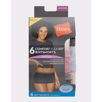 Hanes - Womens Seamless Boyshort Underwear Comfort Flex Fit 6-Pack