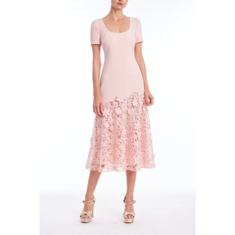 Badgley Mischka - Womens Crepe Lace Midi