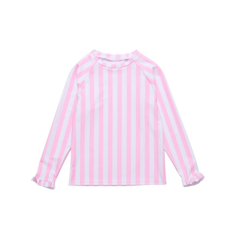 Snapper Rock - Girls Pink Stripe Long Sleeve Rash Top