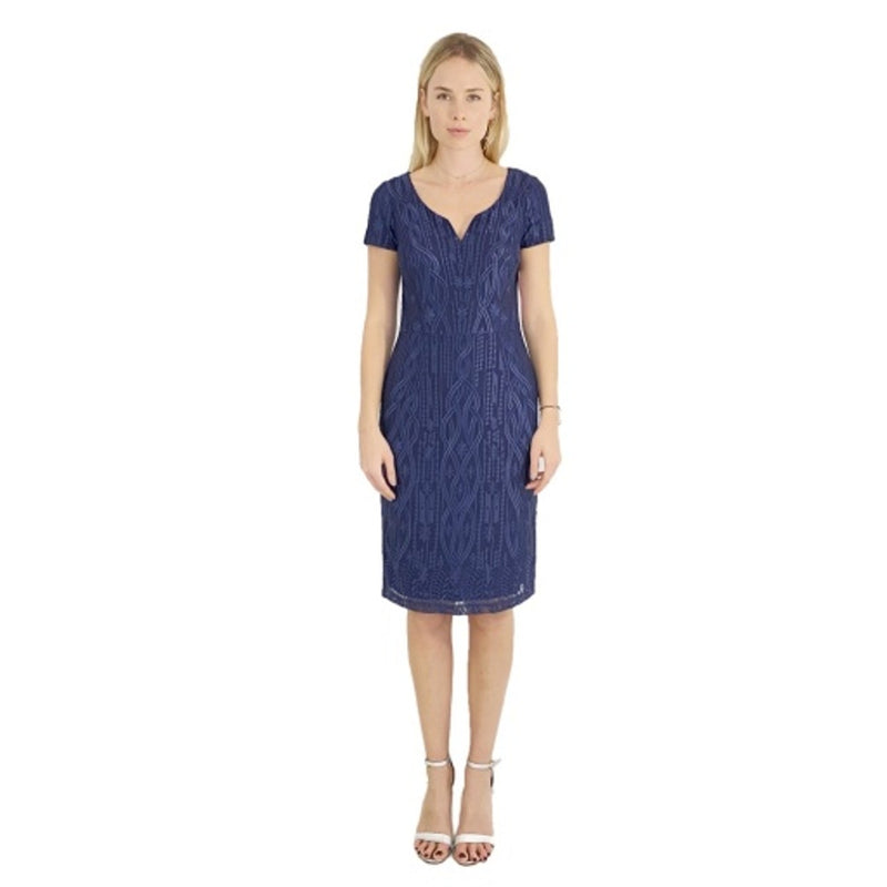 JS Collections - Womens Embroidered Vneck Cocktail