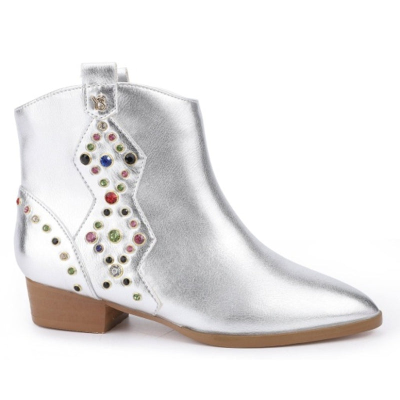 Yosi Samra - Kids Miss Dallas Gem Western Boot in Silver Kids