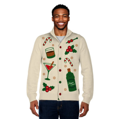 Tipsy Elves - Mens Christmas Cocktail Mock Neck Christmas Cardigan