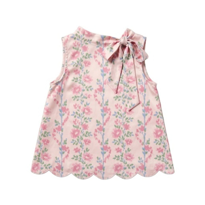 Hope & Henry - Girls Organic Sateen Bow Neck Scallop Edge Top