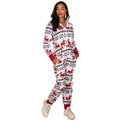 Tipsy Elves - Womens Red and White Fair Isle Jumpsuit
