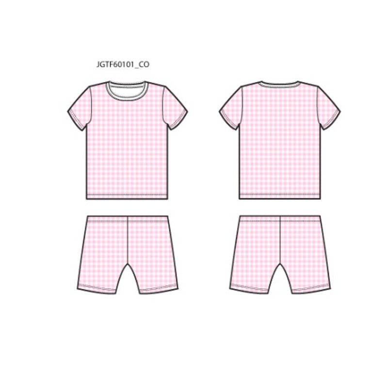 Janie and Jack - K Short Sleeve Pink Gingham Sleep Sb1 E1
