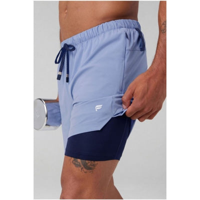 Fabletics - Mens the 7" One Short (Lined) - Blue Oxford