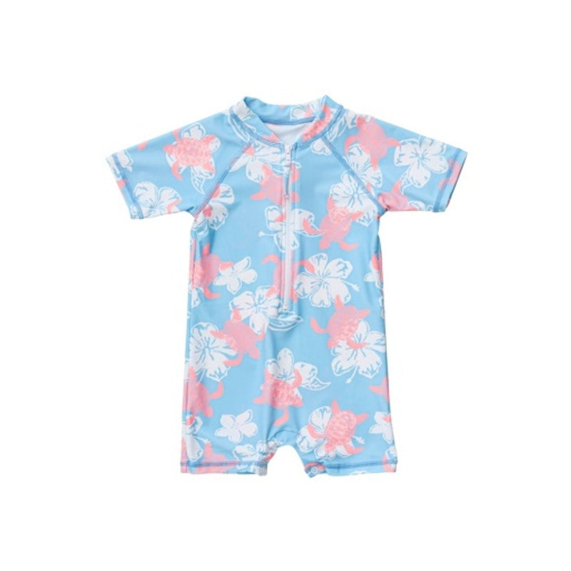 Snapper Rock - Kids Turtle Tide Short Sleeve Sunsuit
