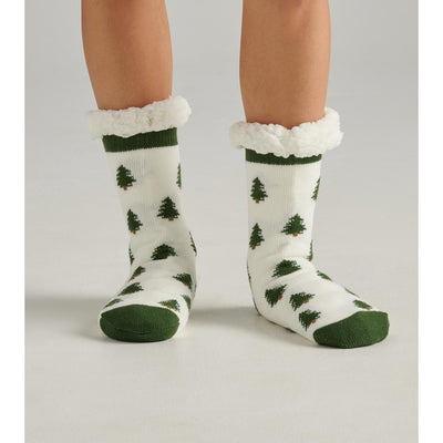 Little Blue House - Forest Trees Womens Sherpa Lined Cabin Sock