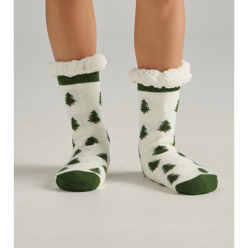 Little Blue House - Forest Trees Womens Sherpa Lined Cabin Sock
