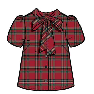 Hope & Henry - Womens Organic Puff Sleeve Bow Neck Top