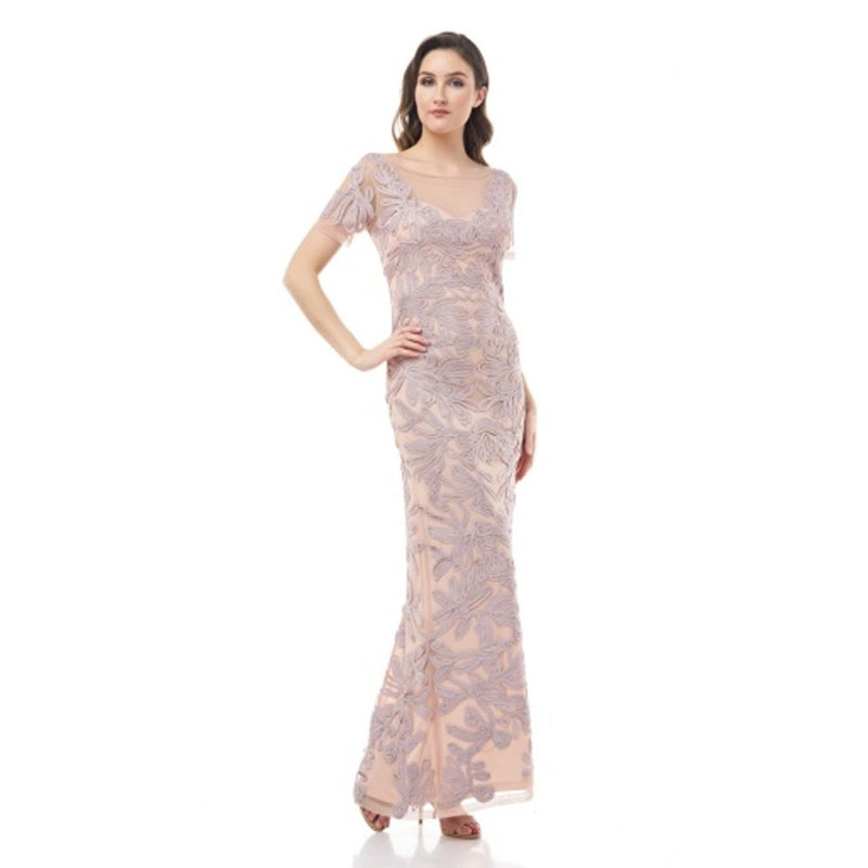 JS Collections - Womens Ss Illusion Soutache Gown