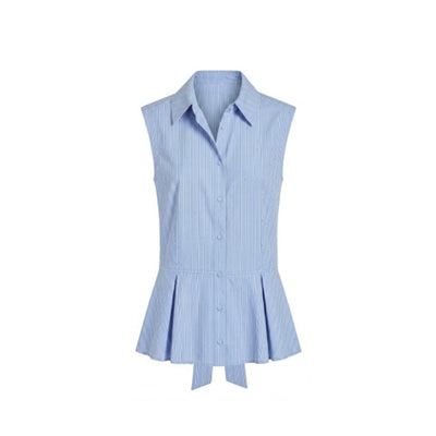 Liverpool Los Angeles - Womens Slvless Btn Front Woven Peplum Top with Emb.