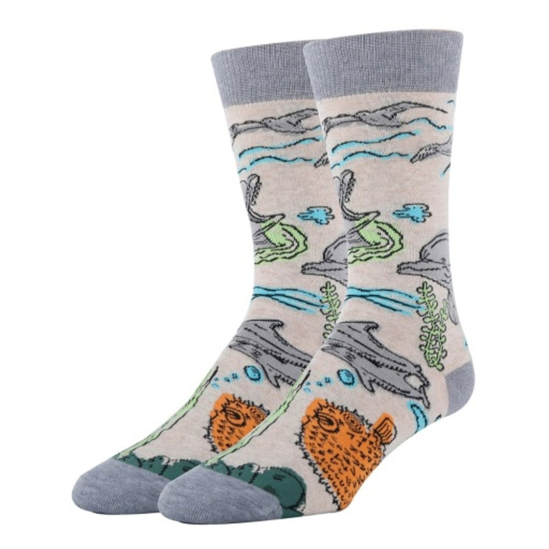 Oooh Yeah - Mens Dolphin Views-Aquatic-Mens Crew Socks
