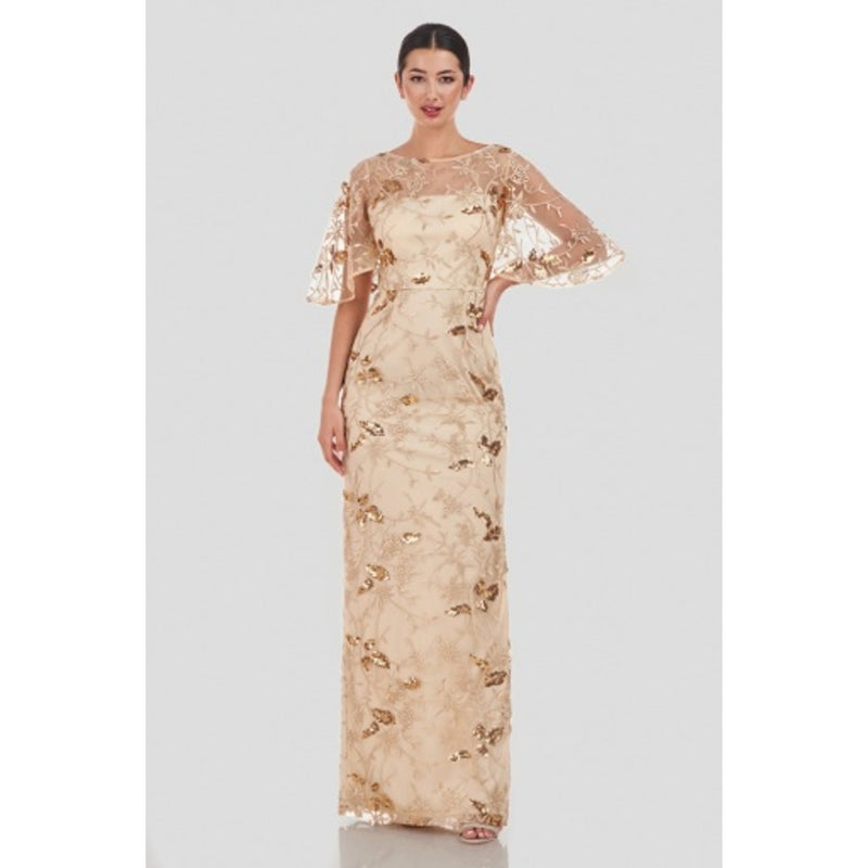 JS Collections - Womens Daphne Flutter Column Gown