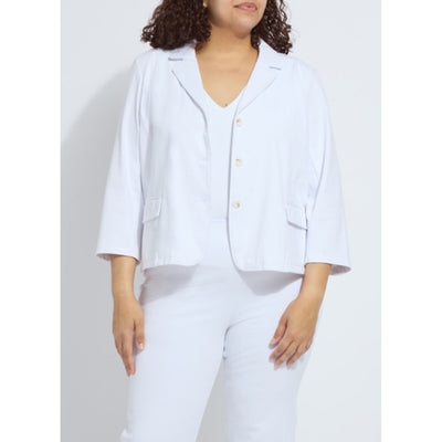 Lysse - Womens Della Denim Cropped Blazer Bracelet Slvs Curvy