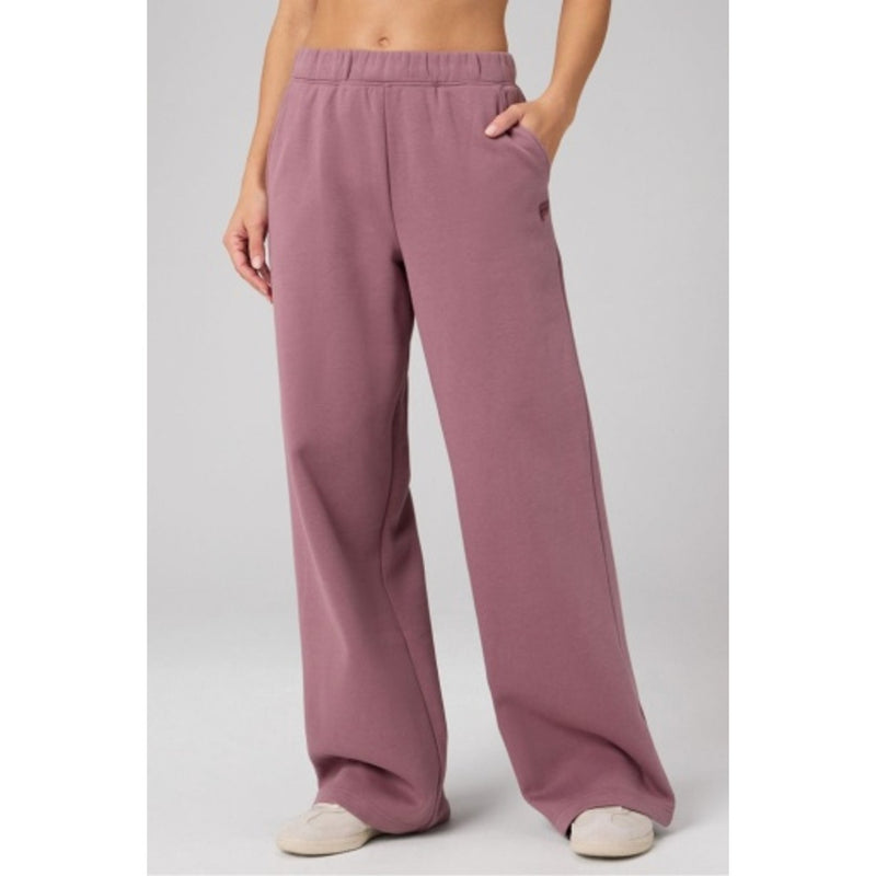 Fabletics - Womens Cozy Fleece Wide Leg Sweatpant - Mushroom Mauve