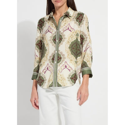 Lysse - Womens Ishani Roll Tab Printed Shirt Curvy