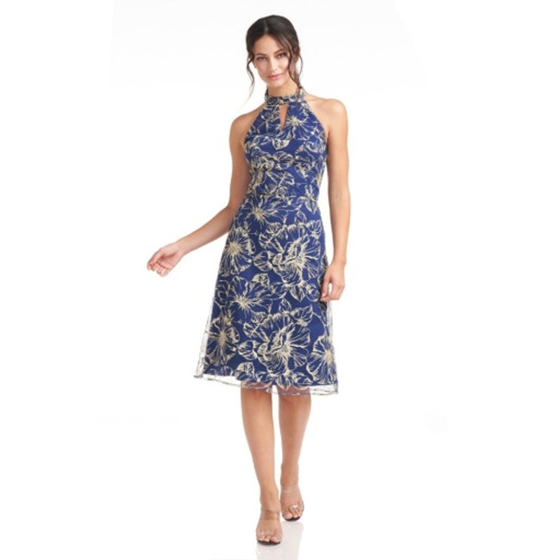 JS Collections - Womens Rose Keyhole Knee Length Dress