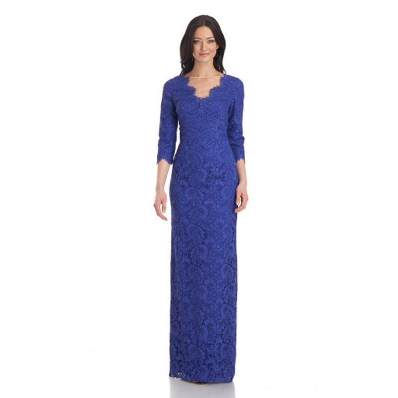 JS Collections - Womens Simone V-Neck Column Gown