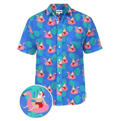 Tipsy Elves - Mens Santa Pool Party Button Down Shirt