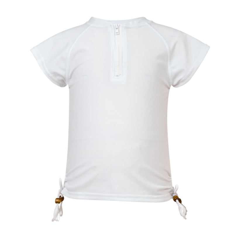 Snapper Rock - Girls White 1/2 Zip Short Sleeve Rash Top