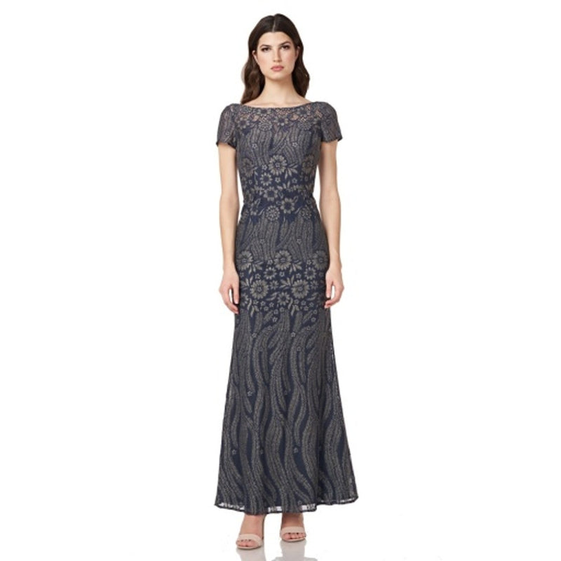 JS Collections - Womens Illusion Lace Gown