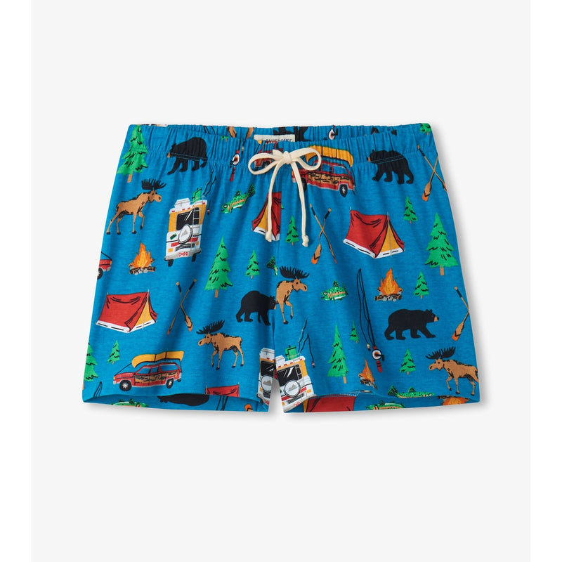 Little Blue House - Retro Camping Womens Sleep Shorts