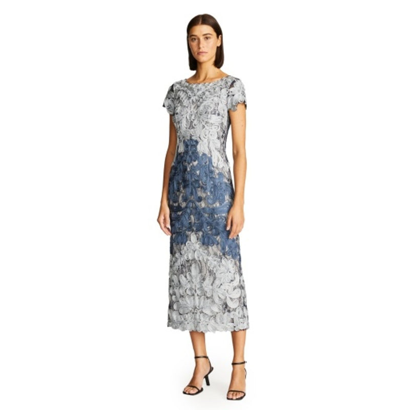 JS Collections - Womens Two-Tone Soutache Midi - Cloud Navy