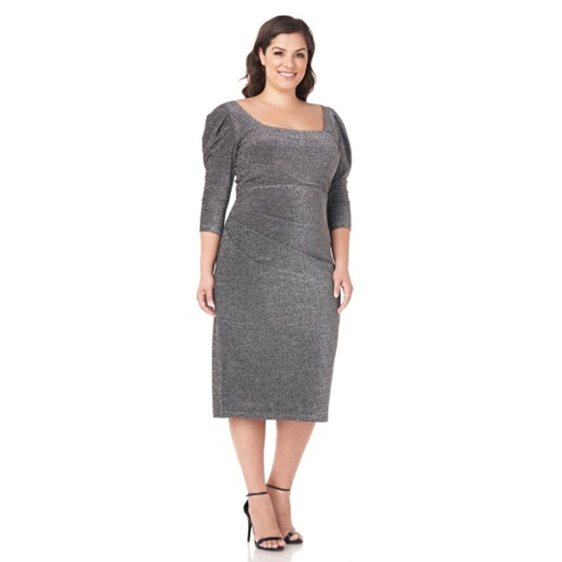 JS Collections - Womens 3/4 Sleeve Shimmer Cocktail