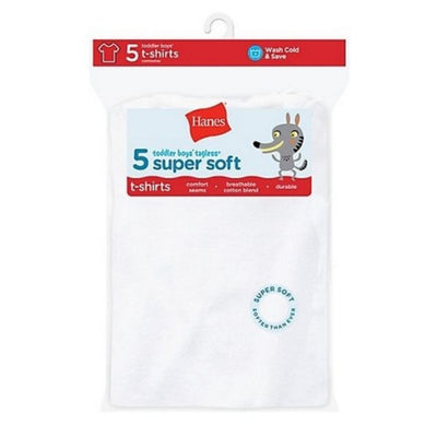 Hanes - Boys Toddler Boys' Crew Undershirt White 5-Pack