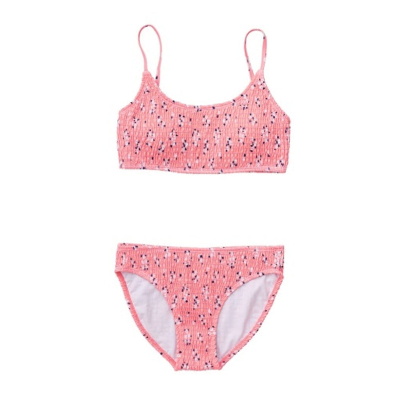 Snapper Rock - Girls Ditsy Coral Shirred Bikini