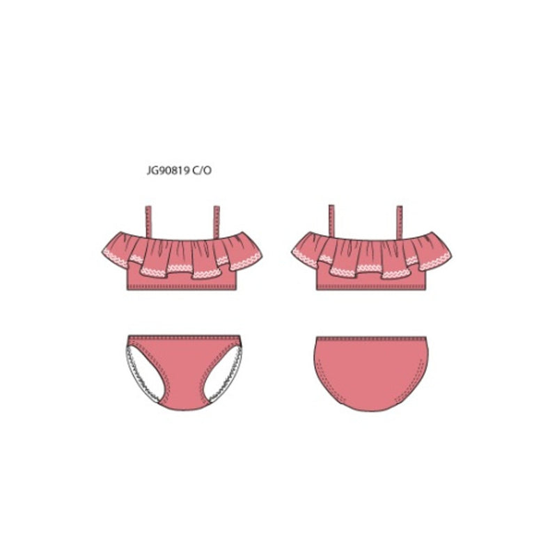 Janie and Jack - Girls K Pnk Ricrac 2pc Swim Sm1