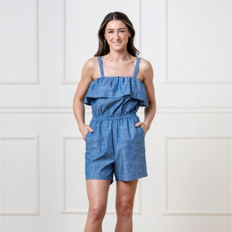 Hope & Henry - Womens Organic Ruffle Top Romper